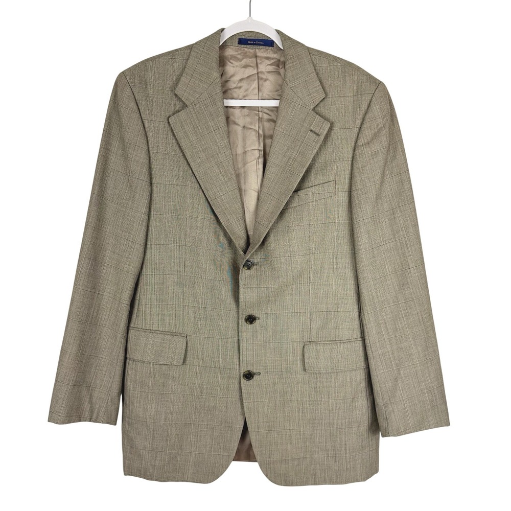 Vintage Chaps By Ralph Lauren Blazer Men's 41L Tan Sports Coat Pure Virgin Wool